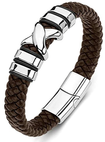 Dsnyu Armband Partnerarmband, Braun Armbänder Herren Rock mit Magnet Verschluss, 20CM Verdrehte Freundschaftsarmbänder Klassik Schmuck