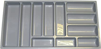 Cutlery Tray 814mm Wide x 422mm Deep x 57mm High To Fit Most 90cm / 900mm Drawers. Heavy Duty Grey Plastic GT1/900
