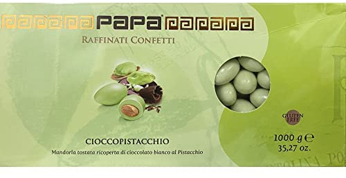 CONFETTI PAPA Cioccogolosi CIOCCOPISTACCHIO Colore VERDE CHIARO 1 KG ottime per bomboniere con mandorla tostata e cioccolato bianco