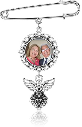 Zysta Personalisierte Pin Brosche mit Foto Gravur Vintage Oval Anhänger Memorial Broschen für Hochzeit Boutonniere Brautstrauß Pin Kit