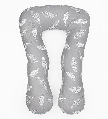 LOOLAY Kingsize Schwangerschaftskissen Seitenschläferkissen Stillkissen Typ U Typ A 330 cm XXXL Lagerungskissen Relaxkissen Ink.Bezug (Feder Grau)