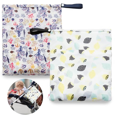 KANOSON Wet Bag Pannolini Lavabili, 2 Pezzi Sacchetti Asilo Riutilizzabili, Impermeabile Borsa Per Cambio