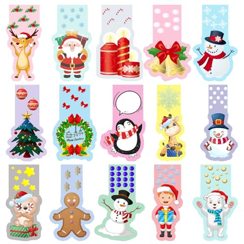 Zkaoai Weihnachten Lesezeichen, 30 Stück Magnetische Lesezeichen Kinder, Lesezeichen Magnetisch, Magnetlesezeichen Kinder, Magnetische Lesezeichen Weihnachten, Weihnachts Geschenke für Schulklassen