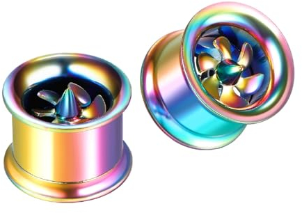 AMDXD 2er Tunnel Plug Ohr Set mit Bunt Windmühle Tunnel Ohrstecker 12mm, Edelstahl Ohrringe Bunt