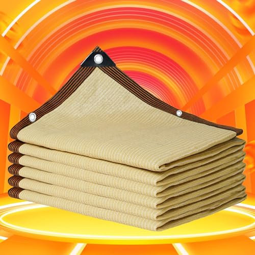 Rete Ombreggiante, Telo Ombreggiante Occhiellato Rete Oscurante Vela Ombra Tessuto Ombreggiante Traforato 90% Protezione UV Antistrappo Balconi Esterno Serra Rete Frangivento,beige-4x5m