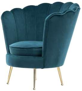 Qiyano Paora Petrol Sessel - Elegantes Design, Hochwertiger Samtbezug, Eisen-Gestell, Ideal für Wohnzimmer und Lounge