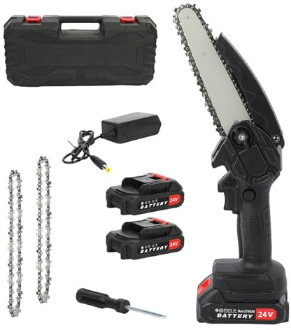 Mini scie à perche sans fil, alimentée par batterie avec 2 batteries de grande capacité, tronçonneuse électrique sans balais, petite tronçonneuse pour la coupe du bois et le jardin