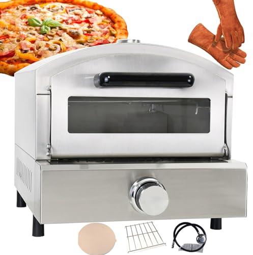 forplubossmmp Outdoor Pizza Ovens/Double-Deck Pizza Drawer Toaster Oven with Temperature Control/Stainless Steel Food Ovens/with 14 Inch Anti-scald Gloves, 12 Inch Pizza Stone, Shelf, Hose
