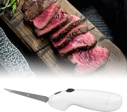 Couteau à Steak éLectrique Portable Rechargeable (Conception Ergonomique), En Acier Inoxydable - Couteau à DéCouper Le Porc, Le Poulet, La Dinde, Le Filet Couteau à Trancher La Viande