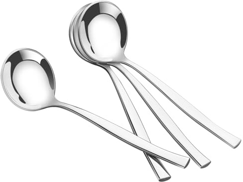 Knifefish 4 Pcs Soup Ladle Spoons, Stainless Steel Sauce Ladle, 19cm, F