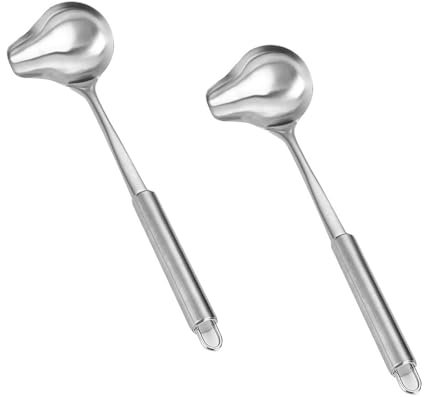 BUDPSI Louche Bec Verseur 2 Pièces, Acier Inoxydable Louche à Sauce, en Forme de Bec de Canard Louche Cuisine, avec Oreilles Pendantes, pour Contenir Sauce, Soupe et Vin et Condiments