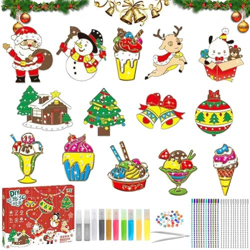 Kristallklebemalerei Weihnachtlich, Weihnachten Wichtel Painting kit, Crystal Paint Arts And Crafts Set, Diy Kristall Malerei Set Weihnachten, Diy Crystal Pendant Weihnachten, für Weihnachtsdekoration