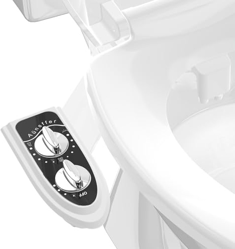 Aünsffer Bidet WC-Aufsatz, WC Bidet Kaltwasser Nein-Elektrisch, 3 Waschmodi Weibliche Waschen/Bidet Waschen/Selbstreinigend, Superdünnes Design, 2 Jahre Unterstützung, Schwarz