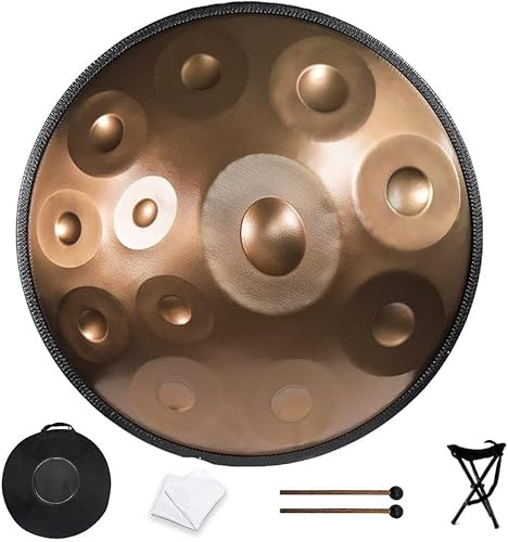 Handtrommel in D-Moll 432HZ mit Taschenstativ und Schlägel Stahl Handpan Drum Instrumente
