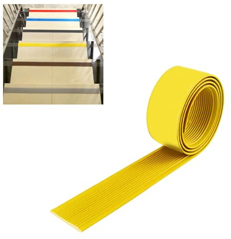 Treppenkantenprofil, Treppenkantenprofil Selbstklebend PVC Kunststoff Treppen-Kantenschutz, für Außen- Und Innenbereich, Antirutsch-Profil Treppenprofile Kantenschutz Winkelprofil Aus Kunststoff(Yello