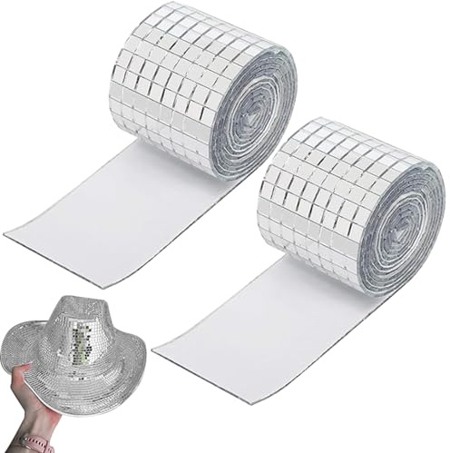 Bamyli Lot de 2 rouleaux de miroir mosaïque 2928 pièces - Carreaux de mosaïque autocollants - Carreaux de mosaïque carrés en verre - 5 x 5 mm - Pour bricolage, artisanat, décoration (argenté)