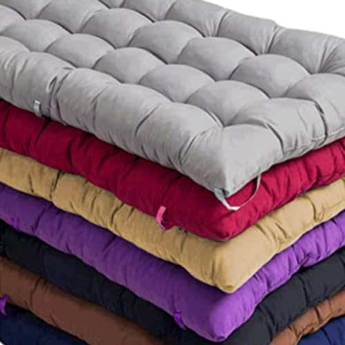 Cojín grueso para tumbona de jardín, reclinable, suave, transpirable y cómodo, para las cuatro estaciones, cojín para tumbona al aire libre con lazos, color naranja, 120 x 45 pulgadas