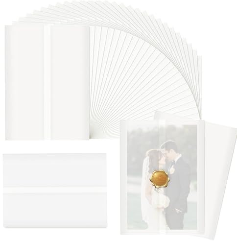 Weiße Pergamentumumhüllen, vorgefaltet, 12,7 x 17,8 cm, für Einladungen, Brautpartys, Hochzeiten, 50 Stück