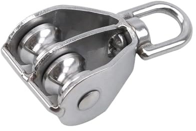 Edelstahl-Hebe-Drehgelenk-Einfachseilrolle Edelstahl-Umlenkrolle M15/M25, Einzel-/Doppelrad, Schwenk-Hebeseil-Umlenkrollen-Set, Heberad-Werkzeuge, Drahtseil-Kran-Umlenkrolle(M25 Double Wheel)