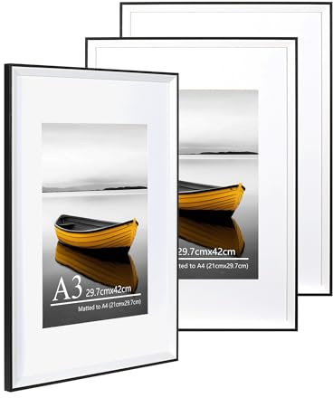 Baoee A3 Schwarz Weiß Bilderrahmen,3er Set,29.7x42cm Rahmen,Posterrahmen