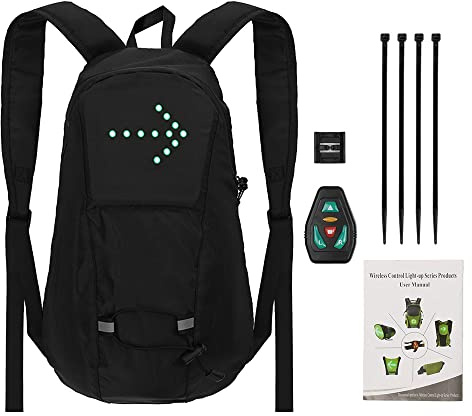 Cykling Ryggsäck, 15L LED -väska med Blinkers Riktningsindikator USB Uppladdningsbart Ljus, Vatten och Tårsäker Nyloncykelpaket