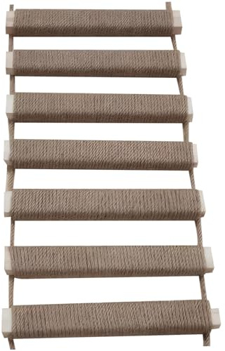 Katzenleiter, 25, 4 x 99, 1 cm, hängende Katzenbrücke aus Holz, umwickelt mit Leinenseil, Kratzfeste Katzenleiter für Hauskatzen, Katzenbedarf, Katzenkratzbaum, Katzenklettergerüst, fü