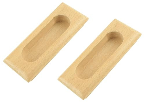 MOROBOR 2 tiradores rectangulares empotrados de madera ocultos, 3.4 pulgadas, diseño incrustado, manijas de puerta corredera de armario deslizante para puerta corredera de granero, armario, cajón