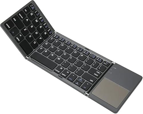 Teclado Bluetooth Plegable Septpenta Tri Fold con Panel Táctil, Compatible con iPhone, Tableta y Computadora Portátil, Modo de Hibernación, Duración de Batería de 90 Horas