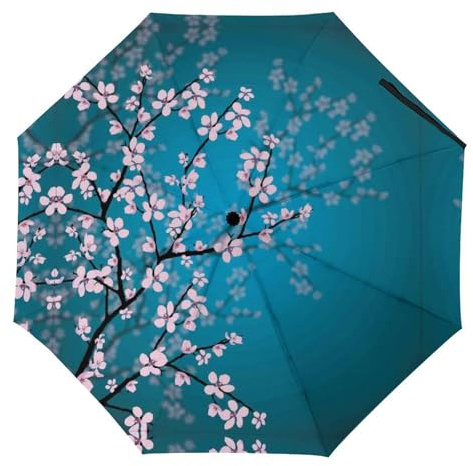 Cmagnifico Parapluie pliable en fleurs de cerisier japonais, parapluie de voyage coupe-vent et imperméable, Style :, Manual