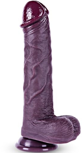 Consolador Gigante Negro Realista de 28 cm, Silicona de Doble Densidad, Extra Grande, Ventosa Fuerte, Pene Grueso y Largo, Estimula el Punto G y el Ano, Unisex