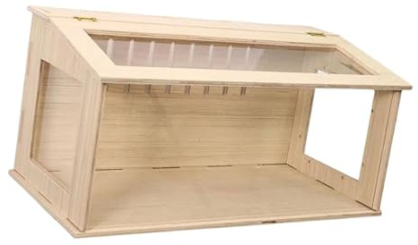 LOVIVER Estructura de Madera para Hámster, Nido para Aves, Caja con Tapa Abatible, Contenedor de Comida, Espacio de Cría para Chinchillas, Lados Transparentes 60cm