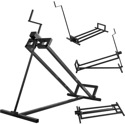 TANGZON Folding Lawn Mower Jack Lift, 400kg Height Adjustable Lifting Device Stand, Telescopic Maintenance Jack for Ride-on Lawnmowers and Garden Tractors (Black)