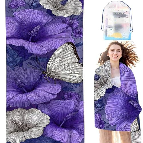 YALNSENN Telo Mare Microfibra Spiaggia Viola 90 x 180cm Telo Mare Grande Antisabbia Asciugatura Rapida, Ultra Assorbente Asciugamano, per Spiaggia Viaggi Campeggio Piscina Farfalla SYL0 X-2