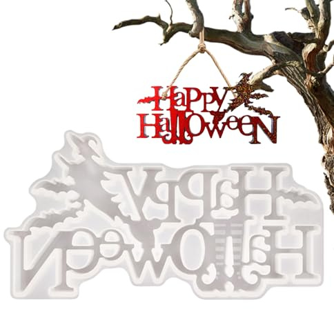 Halloween-Süßigkeiten-Formen – Happy Halloween-Buchstaben, Türschild, Gießformen, leicht zu lösen, Bastelhilfe für Schokolade, Muffins, Kerzen, Harz, Seife, Ton, Dessert