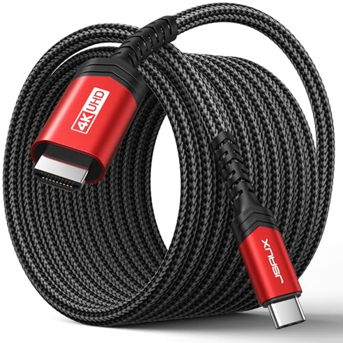 JSAUX USB C to HDMI Cable 2M | 4K@60Hz USB 3.1 Type C to HDMI 2.0 Cord, Compatible with Thunderbolt 3/4, iPhone 17/Pro/Pro Max,16/Plus/Pro/Pro Max, MacBook Pro/Air, Galaxy S8 to S24, iPad Pro,iMac-Red