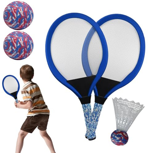Racchetta da badminton per bambini, giocattolo per attività all'aperto, 1 paio di giochi interattivi, con palla per principianti, scuola elementare