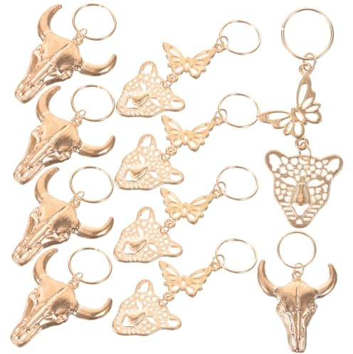 Ipetboom 10 Stück Dreadlock Haarschmuck aus Legierung mit Leopardenkopf und Ochsenkopf Modische Flechtaccessoires für Zöpfe und Dreadlocks Selbstgemacht Haarstyling Zubehör in Gold