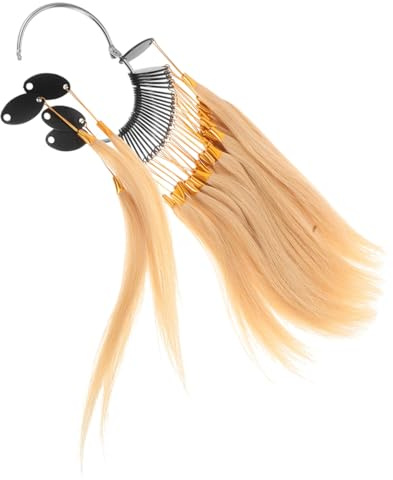 SOLUSTRE Echthaar Übungssträhnen zum Haarefärben mit Goldenen Haarklammern und Haarringen für Salon und Heimgebrauch Geeignet für Professionelle Farbtests und Haarkunst