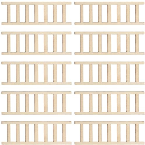 SOPOTUTU 10pcs Miniature Wooden Step Ladder for Dollhouse Micro Landscape Craft, Small Wooden Ladder Model for Fairy Garden and Mini Accessories Decor