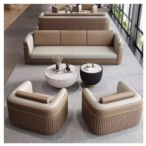 U-formad lädersoffa med soffbord, bekväm mottagning bås soffa med kuddar för hotellobby vänteområde