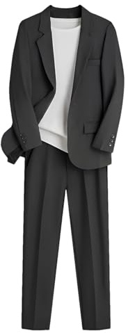 ANUFER Hombre 2 Piezas Negocios Trajes Verano Delgado Dos Botones Chaqueta Blazer Pantalones