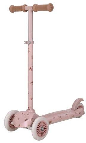 Little Dutch Kinder Scooter - Stabiler Roller - Höhenverstellbarer Cityroller - Sportlicher Kinderroller - Tretroller mit 3 Rädern - für Mädchen von 3-5 Jahre - bis zu 50 kg - Fairy Floral - pink