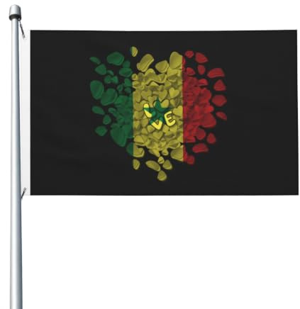 Drapeau sénégalais en forme de cœur, 90 x 150 cm, impression recto verso, 1