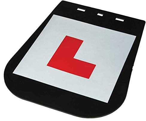 Motorcycle Mud Flap With L-Plate Learner Black Rubber With Fitting Kit Motorbike Scooter