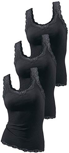 H.I.S Damen Tops mit Spitze, 3er Pack, schwarz