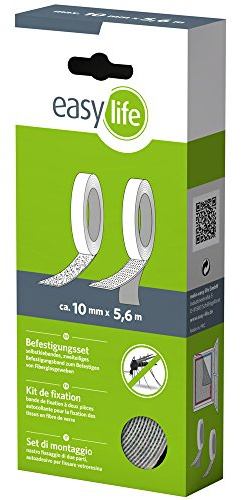 easy life Insektenschutz Befestigungs-Set für Fiberglas 560 cm in Weiß Klettband Klebeband für Fliegengaze