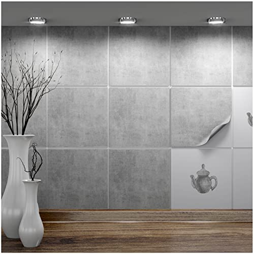 FoLIESEN - Fliesenaufkleber 20x20 cm | selbstklebende Fliesen-Folie für Bad & Küche | entfernbare Klebe-Folie für Wandfliesen Küchenrückwand & Bordüren | 60 Klebefliesen, .:Dekor Greydi