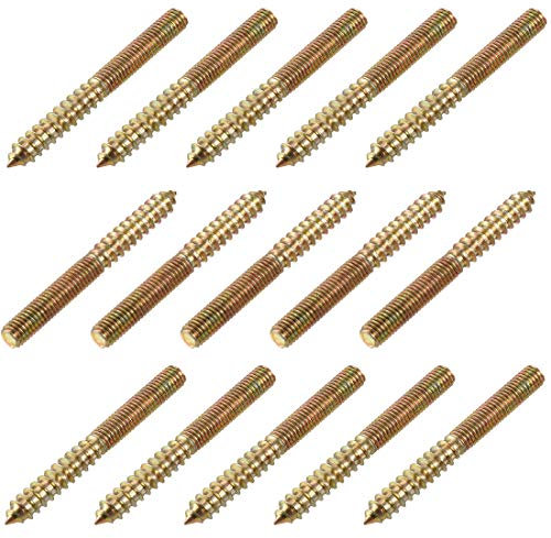 sourcing map M8 Hanger Bolts Length 3(75mm) Double Headed Bolts Self-Tapping Screw 8mm Wood Joint Furniture Legs 15pcs