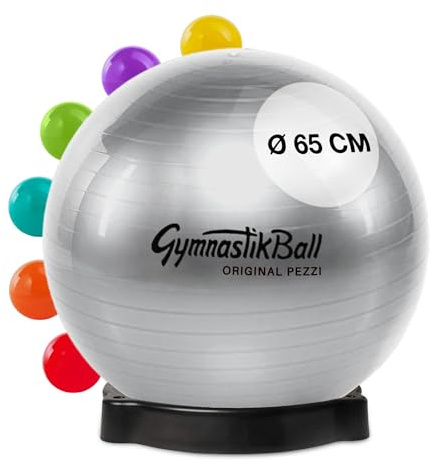 PEZZI Gymnastikball Standard Sitzball mit Ballschale | Sitzball aus robustem PVC, belastbar bis 400 kg, für Therapie, Sport und Büro
