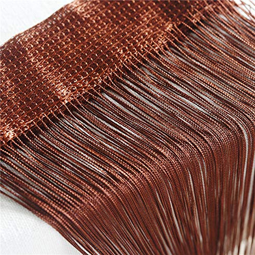 GLITZFAS Vorhänge 100 x 200 cm Fadengardine Fadenvorhang Wandvorhang Schaufensterdekoration, Dekorative Gardine Raumteiler Fliegenschutz für Hochzeit, Café, Restaurant (Braun)